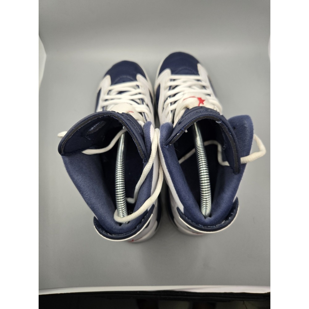 Size 7Y - Nike Air Jordan VI 6 Retro 2012 Olympic White Navy Blue, 384665-130 - Picture 6 of 9
